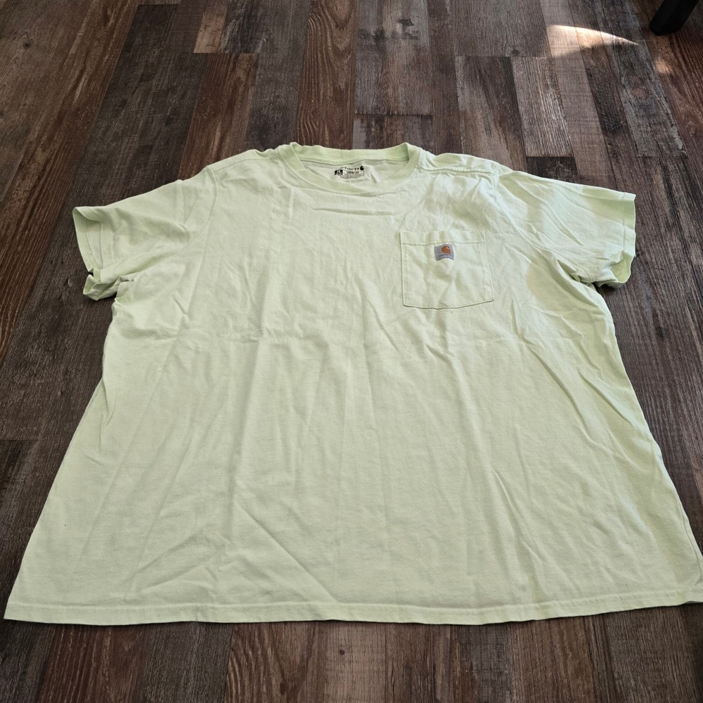 Carhartt K87-W Pocket T-Shirt Women 3X Pale Lime Green Loose Fit Cotton Tee